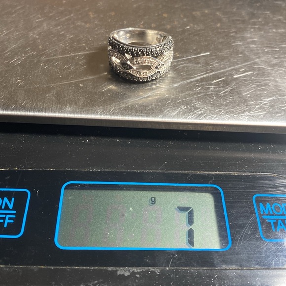 Vintage 925, black and white diamond accent. Size 7 Wide band - Picture 8 of 8
